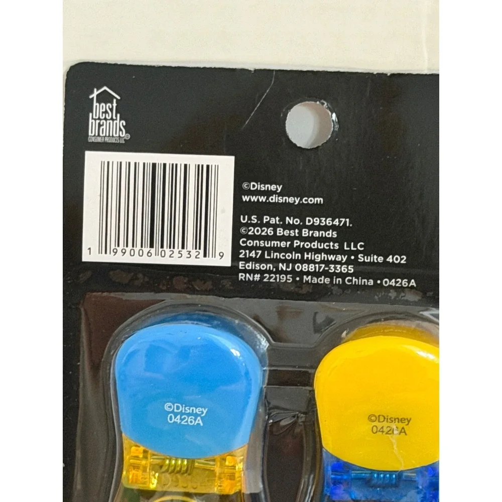 Disney Mickey Mouse 2 Pack Magnetic Bag Clips Blue Yellow Best Brands NEW